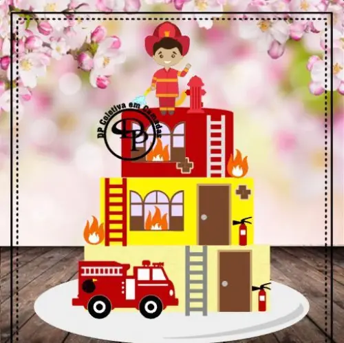 Arquivo de Corte Topo de Bolo - Bombeiro