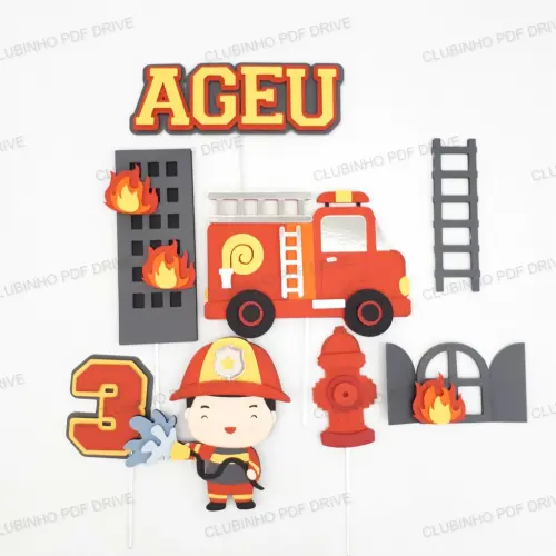 Arquivo de Corte Topo de Bolo - Bombeiro