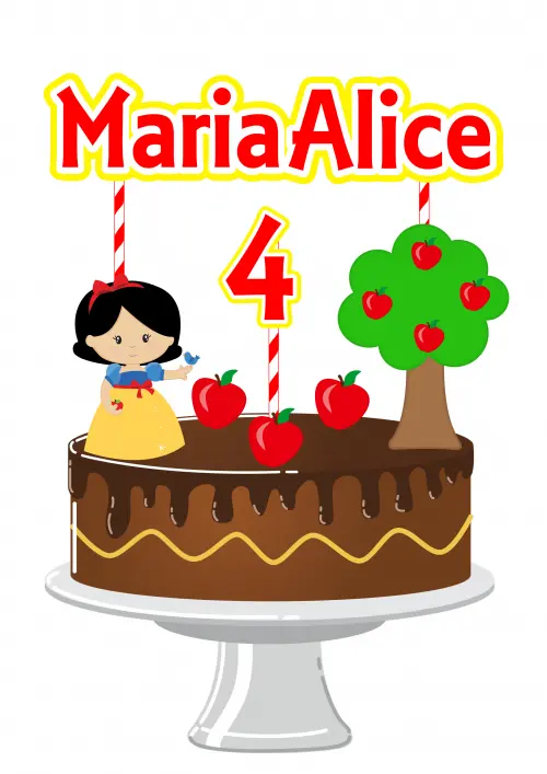 Arquivo de Corte Topo de Bolo - Branca de Neve