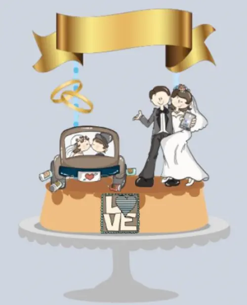 Arquivo de Corte Topo de Bolo - Casamento