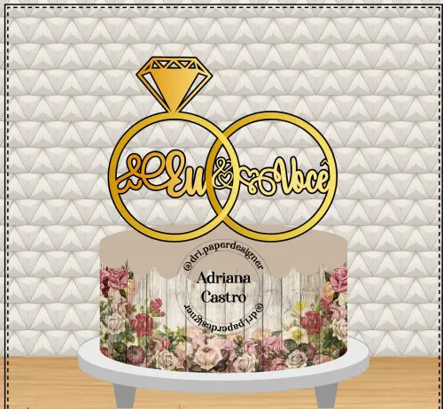 Arquivo de Corte Topo de Bolo - Casamento