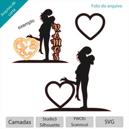 Arquivo de Corte Topo de Bolo - Casamento