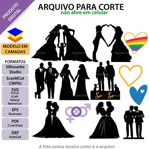 Arquivo de Corte Topo de Bolo - Casamento