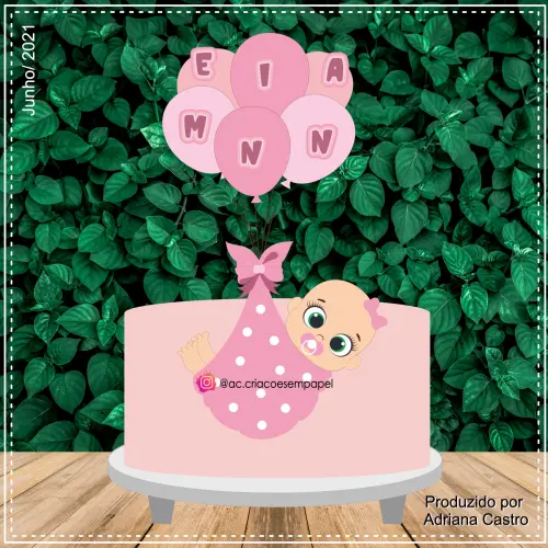 Arquivo de Corte Topo de Bolo - Chá de Bebê