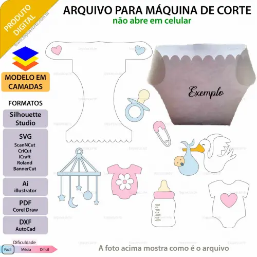 Arquivo de Corte Topo de Bolo - Chá de Fraldas