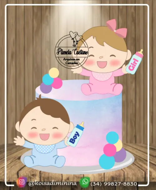 Arquivo de Corte Topo de Bolo - Chá Revelação