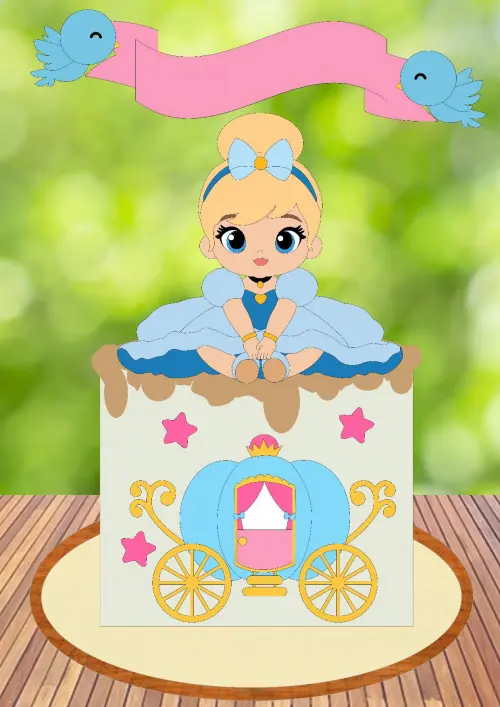 Arquivo de Corte Topo de Bolo - Cinderela