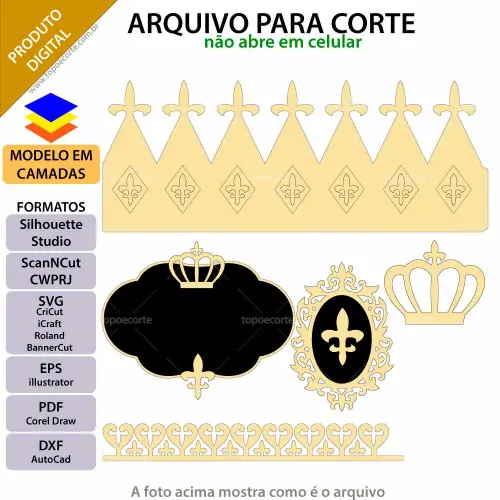 Arquivo de Corte Topo de Bolo - Coroa / Realeza