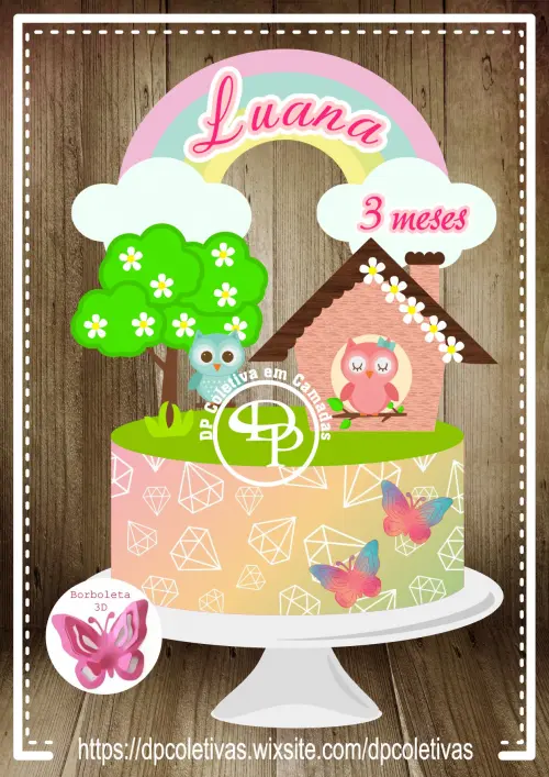 Arquivo de Corte Topo de Bolo - Corujinha