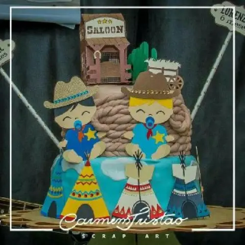 Arquivo de Corte Topo de Bolo - Cowboy / Cowgirl