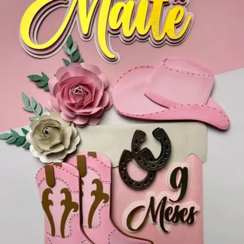 Arquivo de Corte Topo de Bolo - Cowboy / Cowgirl