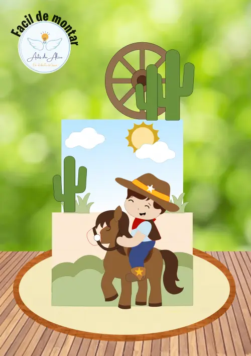 Arquivo de Corte Topo de Bolo - Cowboy / Cowgirl