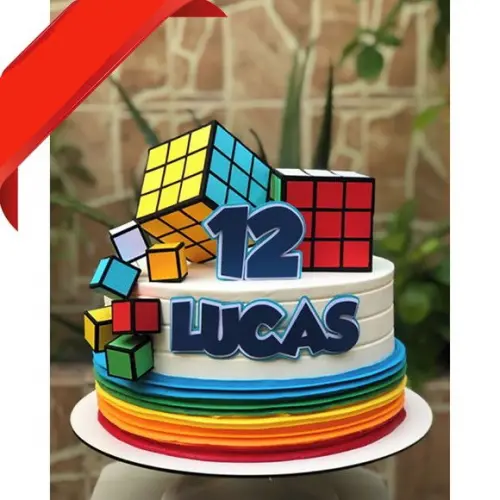 Arquivo de Corte Topo de Bolo - Cubo Mágico