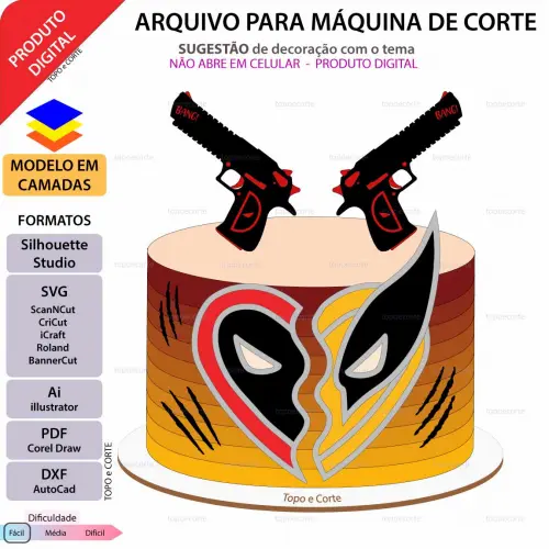 Arquivo de Corte Topo de Bolo - Deadpool