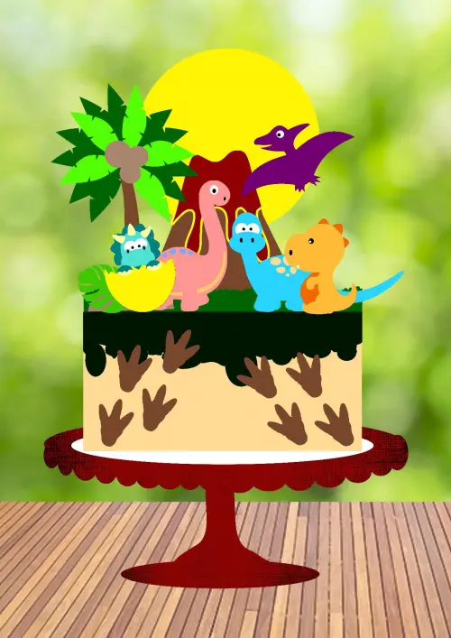 Arquivo de Corte Topo de Bolo - Dinossauro