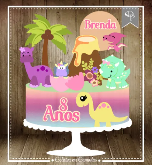 Arquivo de Corte Topo de Bolo - Dinossauro