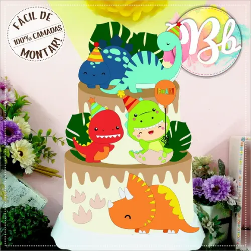 Arquivo de Corte Topo de Bolo - Dinossauro