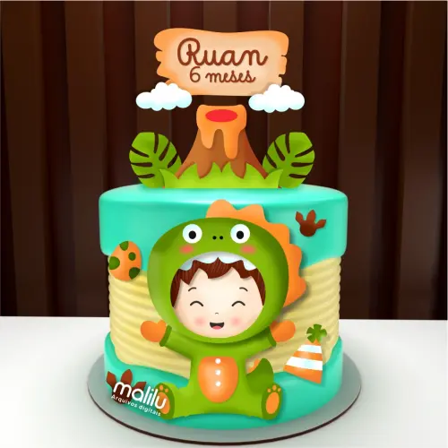 Arquivo de Corte Topo de Bolo - Dinossauro