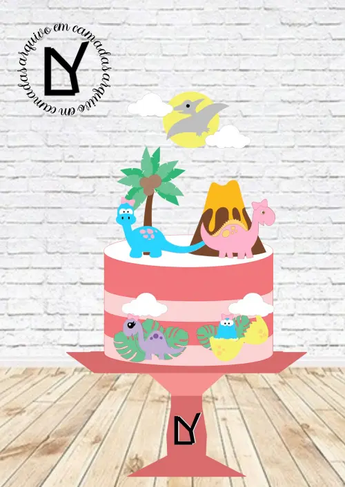 Arquivo de Corte Topo de Bolo - Dinossauro