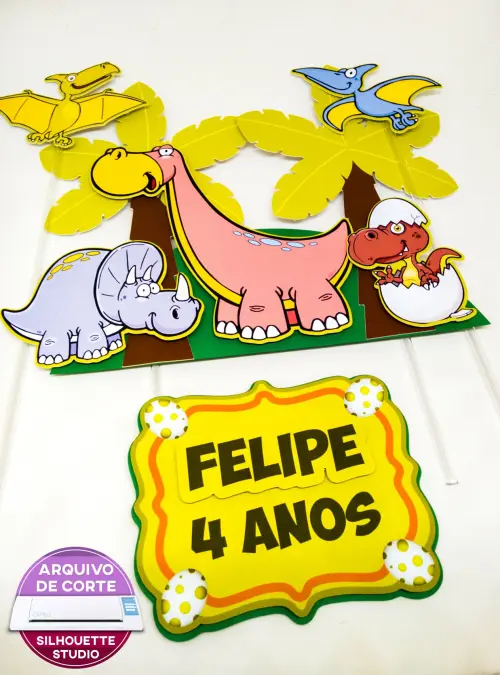 Arquivo de Corte Topo de Bolo - Dinossauro