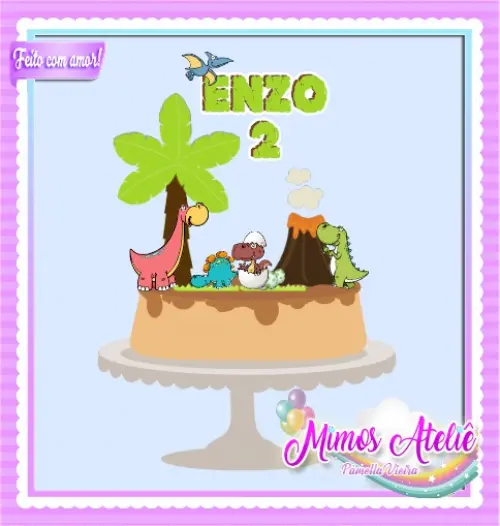 Arquivo de Corte Topo de Bolo - Dinossauro