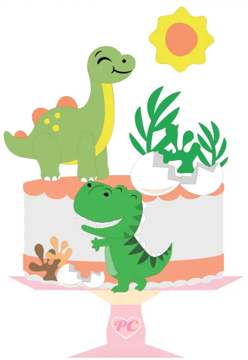 Arquivo de Corte Topo de Bolo - Dinossauro