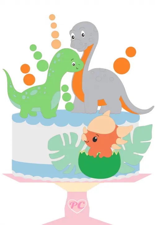 Arquivo de Corte Topo de Bolo - Dinossauro