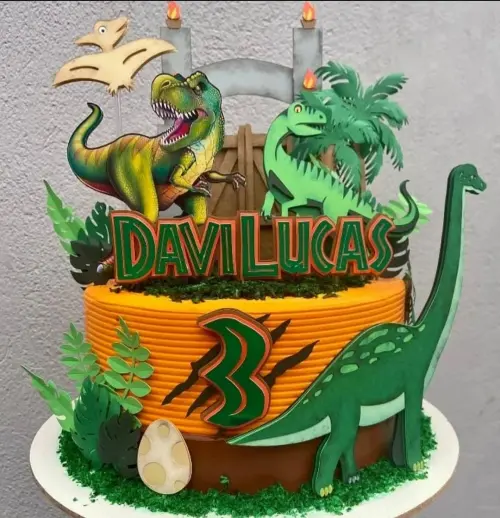 Arquivo de Corte Topo de Bolo - Dinossauro