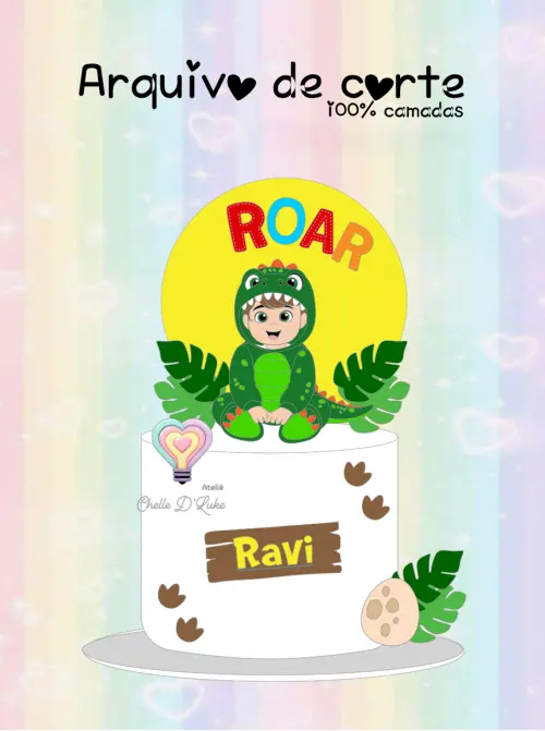 Arquivo de Corte Topo de Bolo - Dinossauro