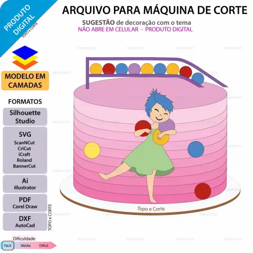 Arquivo de Corte Topo de Bolo - Divertidamente