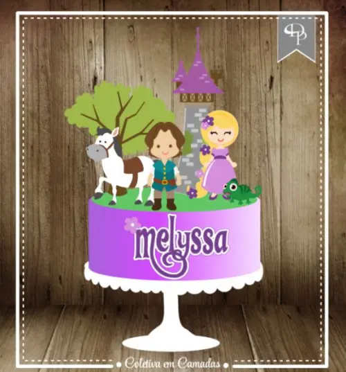 Arquivo de Corte Topo de Bolo - Enrolados / Rapunzel