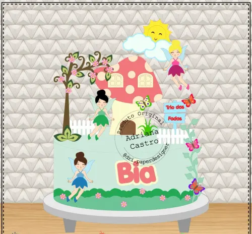 Arquivo de Corte Topo de Bolo - Fada