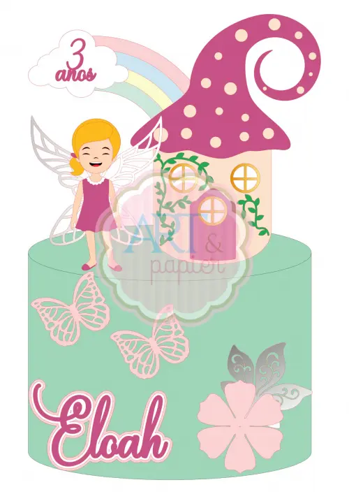 Arquivo de Corte Topo de Bolo - Fada