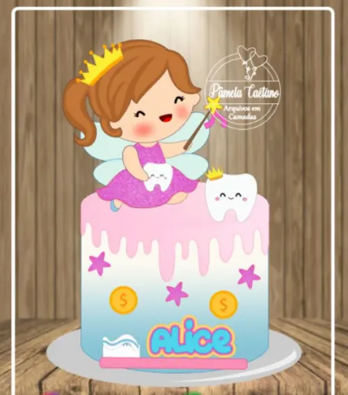 Arquivo de Corte Topo de Bolo - Fada do Dente