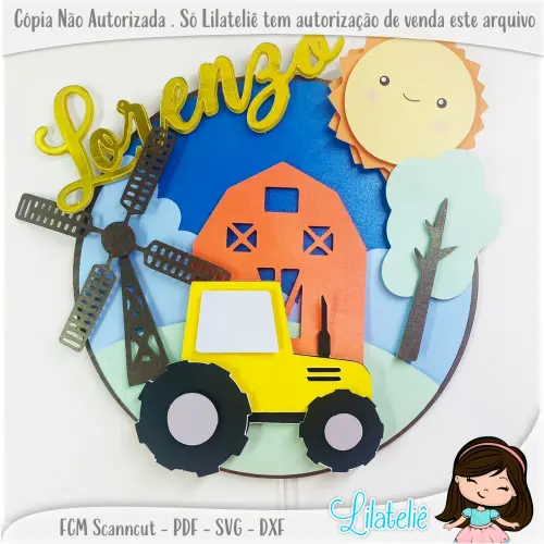 Arquivo de Corte Topo de Bolo - Fazendinha