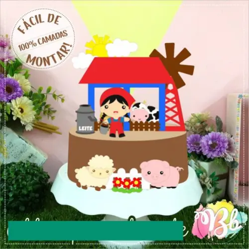 Arquivo de Corte Topo de Bolo - Fazendinha