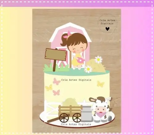 Arquivo de Corte Topo de Bolo - Fazendinha