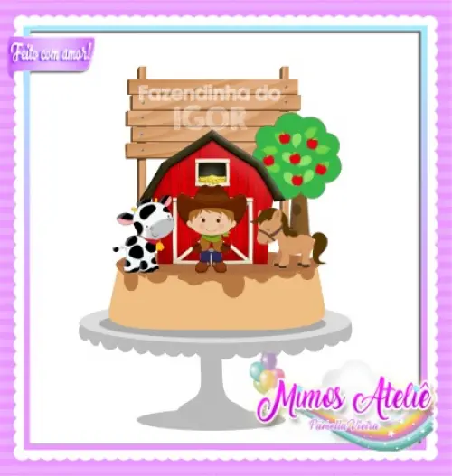 Arquivo de Corte Topo de Bolo - Fazendinha