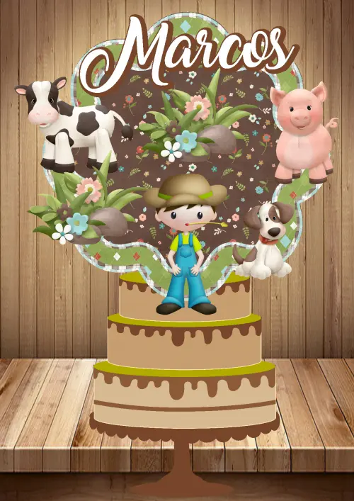 Arquivo de Corte Topo de Bolo - Fazendinha