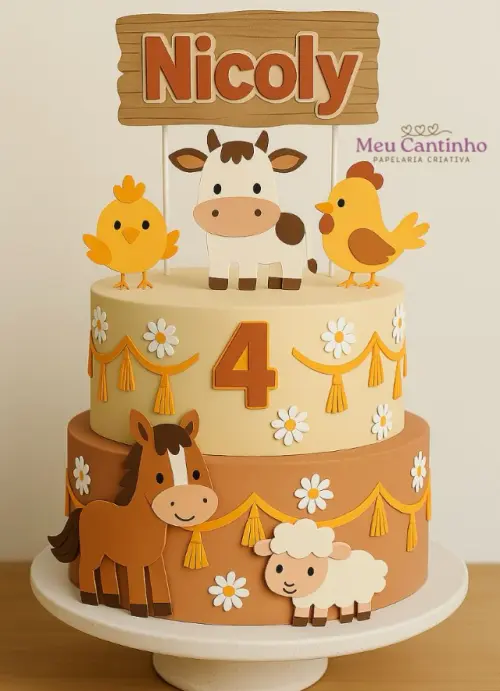 Arquivo de Corte Topo de Bolo - Fazendinha