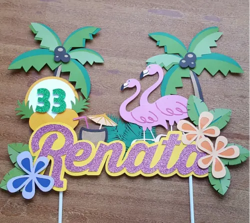 Arquivo de Corte Topo de Bolo - Flamingo