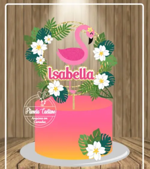 Arquivo de Corte Topo de Bolo - Flamingo