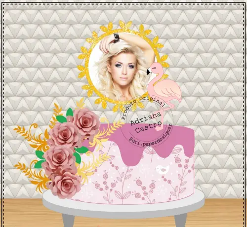 Arquivo de Corte Topo de Bolo - Flamingo