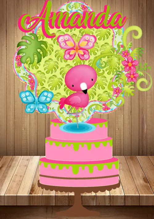 Arquivo de Corte Topo de Bolo - Flamingo