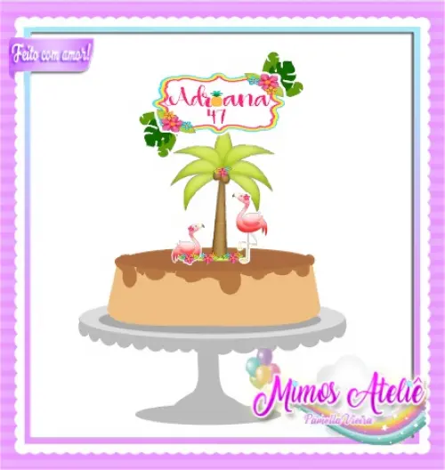 Arquivo de Corte Topo de Bolo - Flamingo