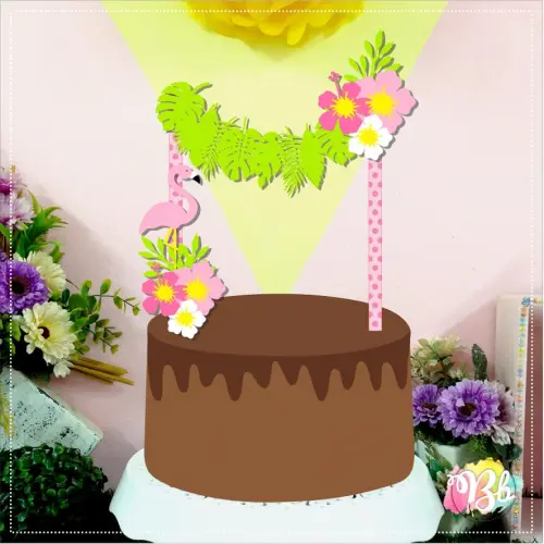 Arquivo de Corte Topo de Bolo - Flamingo