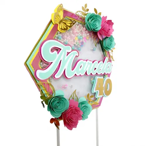 Arquivo de Corte Topo de Bolo - Floral