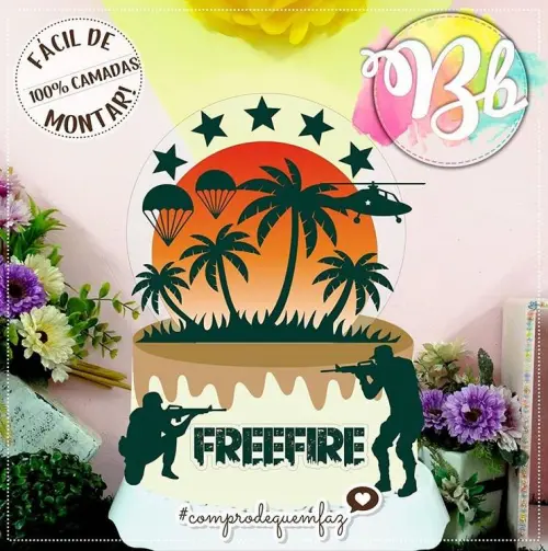 Arquivo de Corte Topo de Bolo - Free Fire