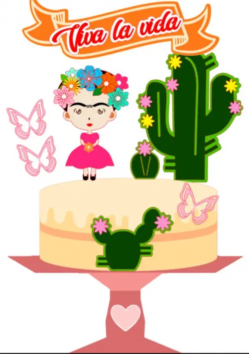 Arquivo de Corte Topo de Bolo - Frida Kahlo