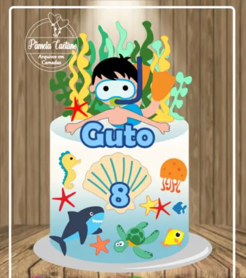 Arquivo de Corte Topo de Bolo - Fundo do Mar